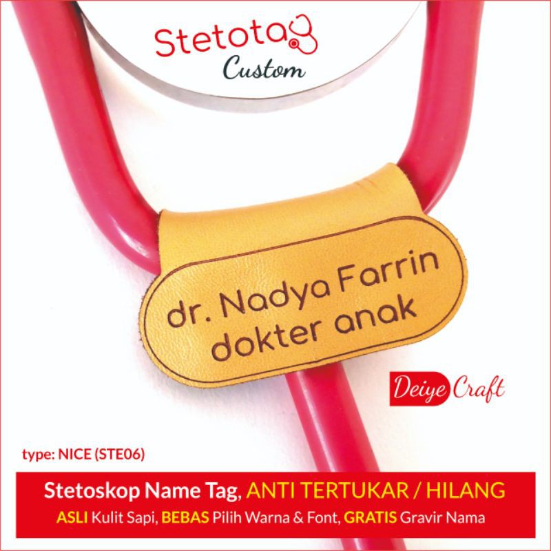 

Stetoskop Name Tag Stetotag Kulit Bisa Custom Nama Model NICE