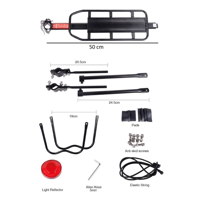 Aksesoris Sepeda - Rak Pannier Boncengan Sepeda Belakang Mtb Touring Hybrid Carrier Alloy