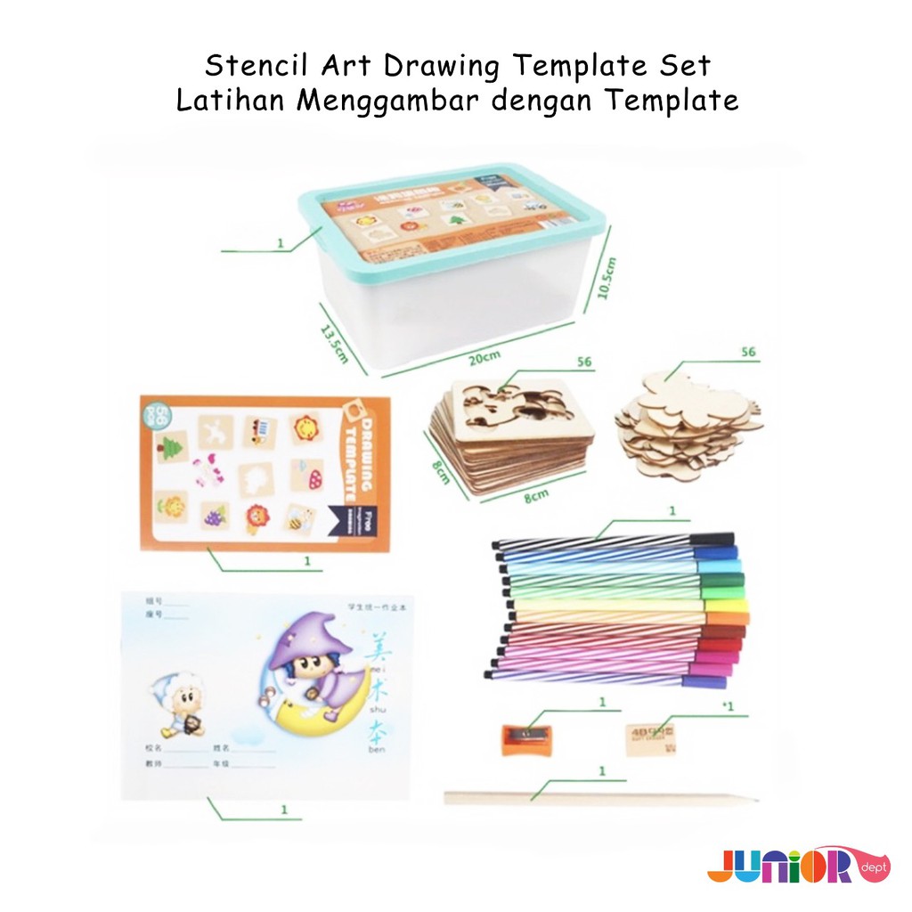 

Stencil Art Drawing Template Set / Latihan Menggambar Dengan Template/Alat Menggambar