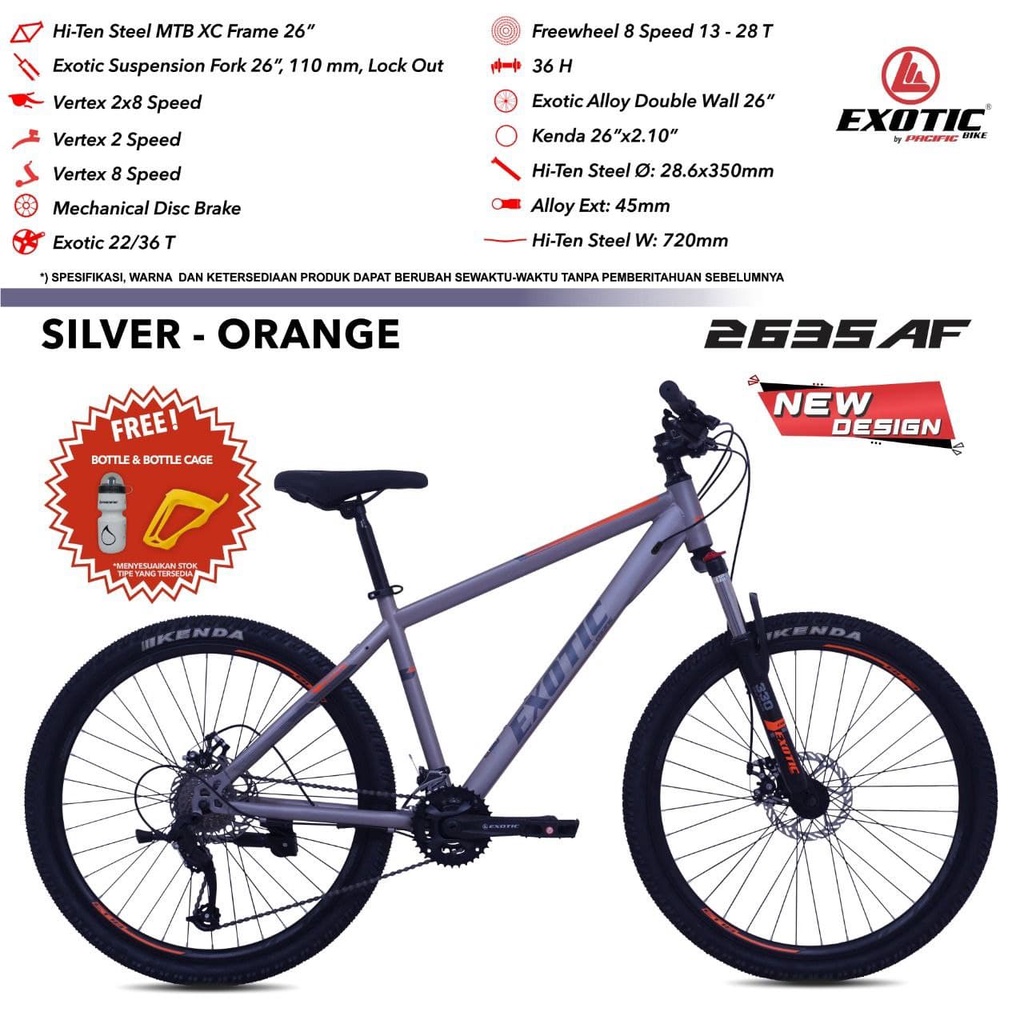 ⚡PROMO 5.5 Big Sale⚡ Sepeda Gunung Exotic ET2635AF MTB Dewasa 26 Inci Steel 2x8Sp Mech DB