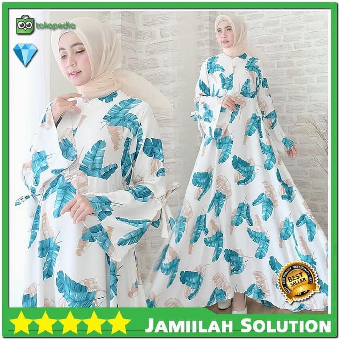 Baju Gamis Syari Wanita Modern Pinggang Belakang Karet TERMURAH Trba