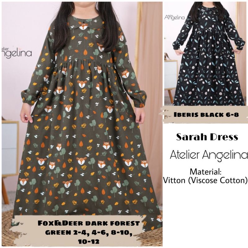 Atelier Angelina - Sarah Dress & Little Sarah (Iberis black 6-8, Fox&Deer Dark Forest green)