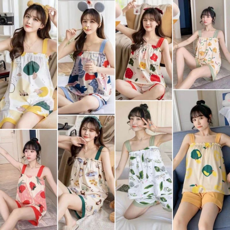 Setelan baju tidur Tanktop import Wanita / Baju Tidur Hotpant Tali/ piyama sexy / Set Tank bra impor