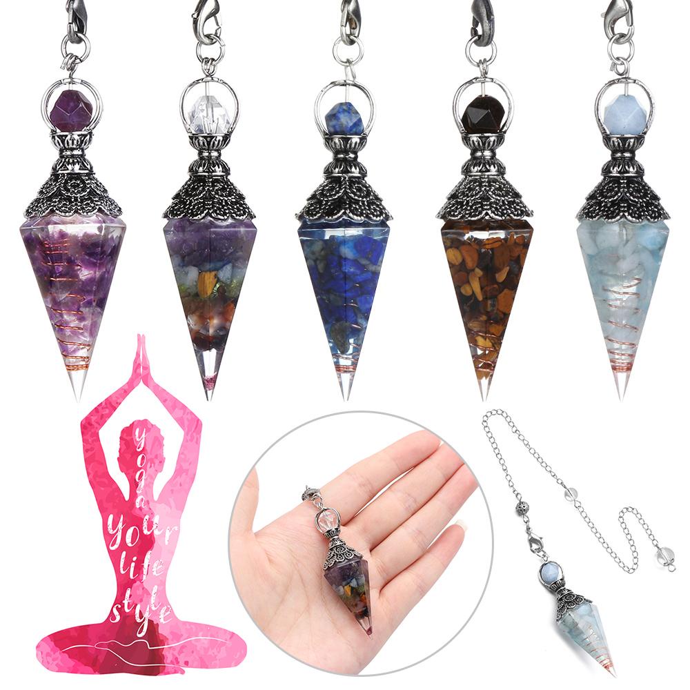 Lily Chakra Crystal Kristal Terapi Bandul Hexagonal Scrying Wicca Gemstone