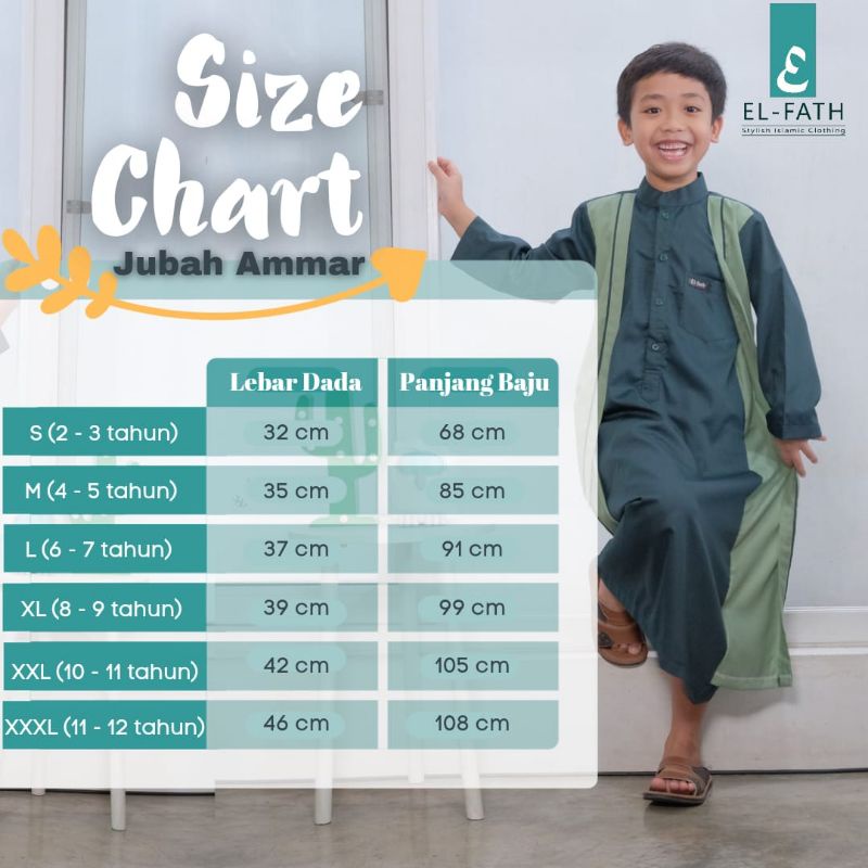 Jubah Anak Laki-Laki|| Jubah Ammar| Usia 2-12 Tahun|| New Product!! Original by El-Fath