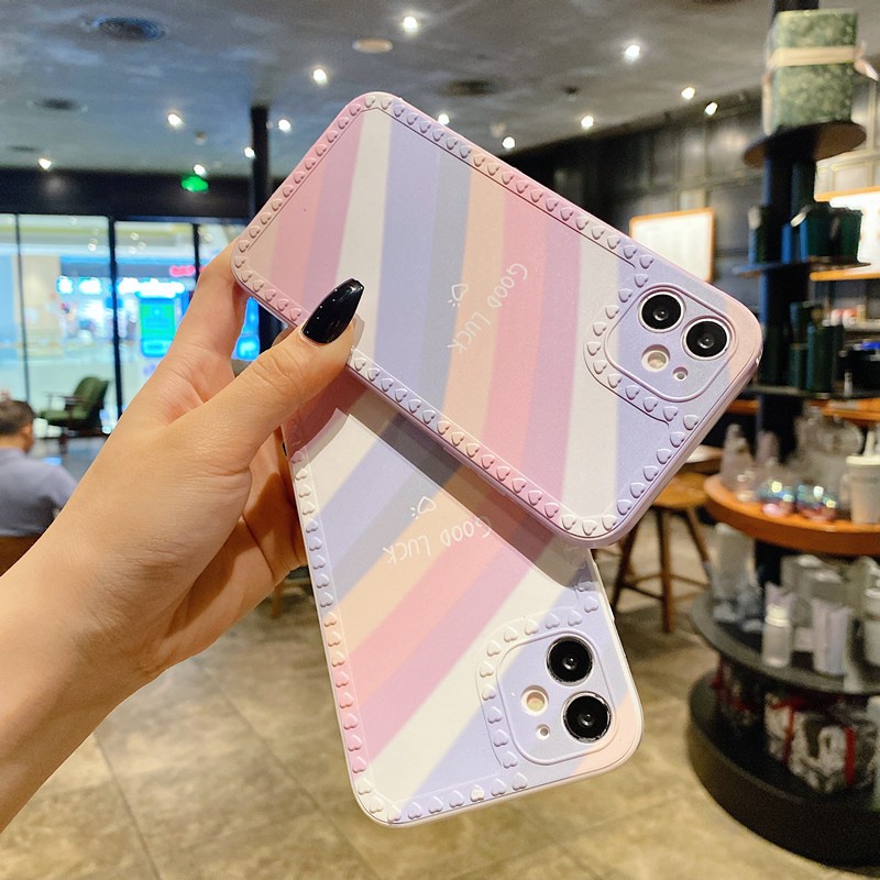 Good Luck！Rainbow Love Frame Soft Case HP iP iPhone 6 6S 7 8 + Plus X XR SE 2020 XS Max 11 12 mini Pro Max