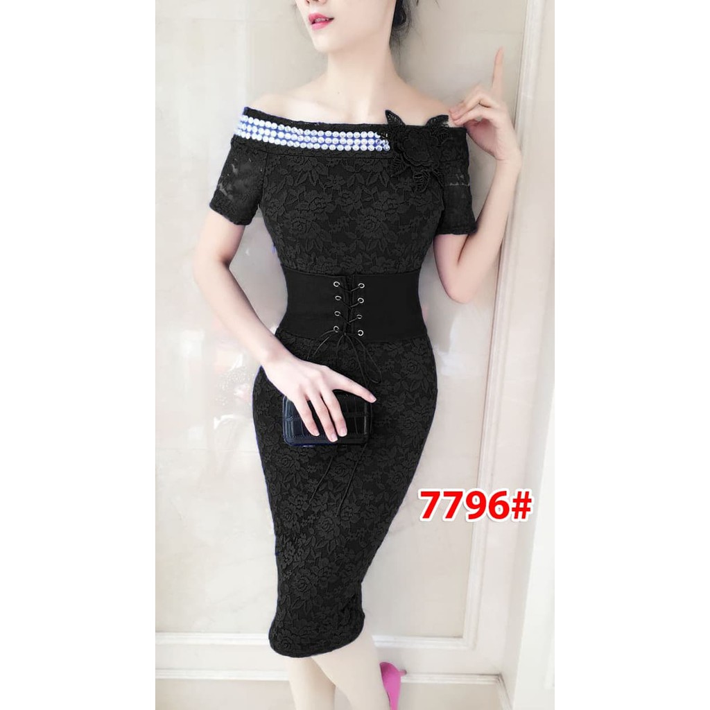 impor 7796 hitam/mini dress/casual dress wanita/terusan dress sabrina