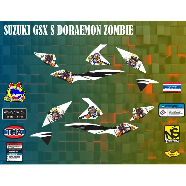 Stiker motor gsx s doraemon zombie