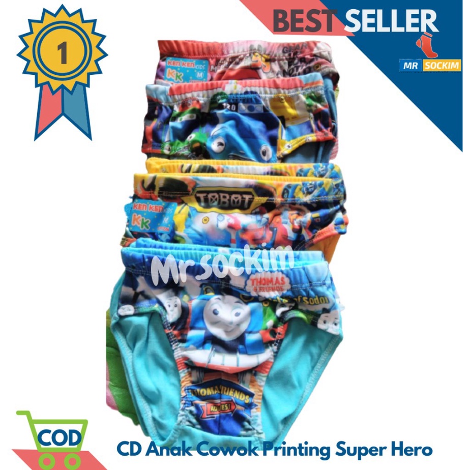 Celana Dalam Anak Cowok LAKI LAKI  CAR  PRINT  Super Hero Thomas Tobot 031 B KENKEN