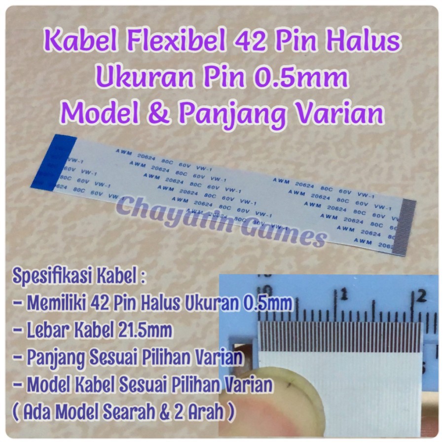 Kabel Flexibel 42 Pin Halus Model &amp; Panjang Varian Ukuran Pin 0.5mm