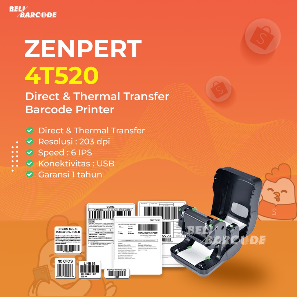 Printer Label TSC Zenpert 4T520 Cetak Label Direct Thermal Transfer