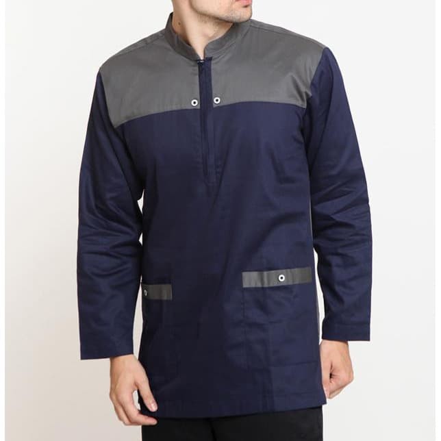 Baju koko pria katun stretch biru dongker [koko buya dongker OT]