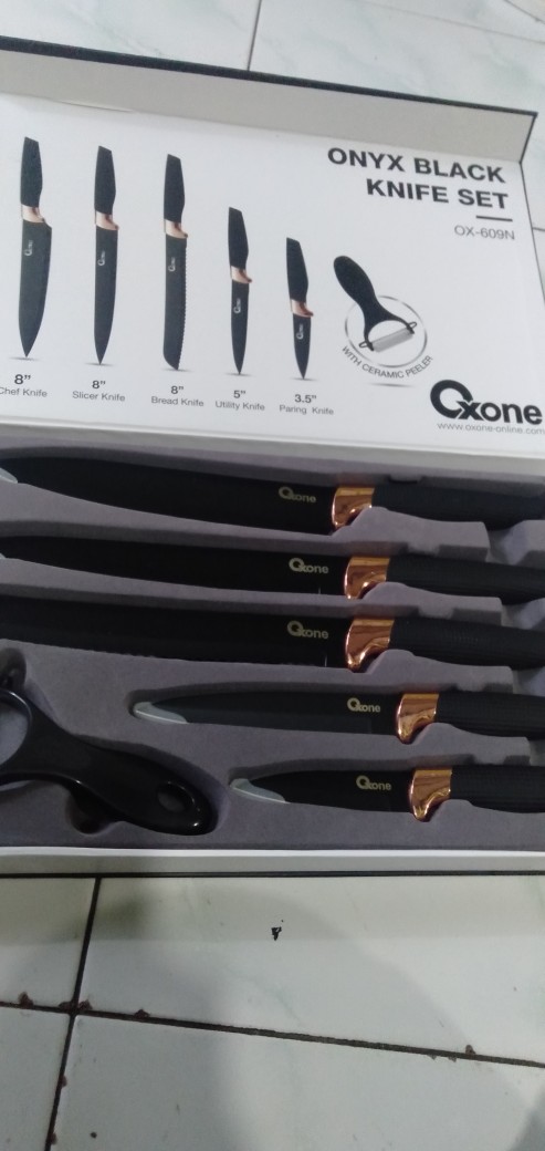 [ Oxone ] Pisau Set Marble Oxone Ox 609n - Black Marble Serie 6pcs
