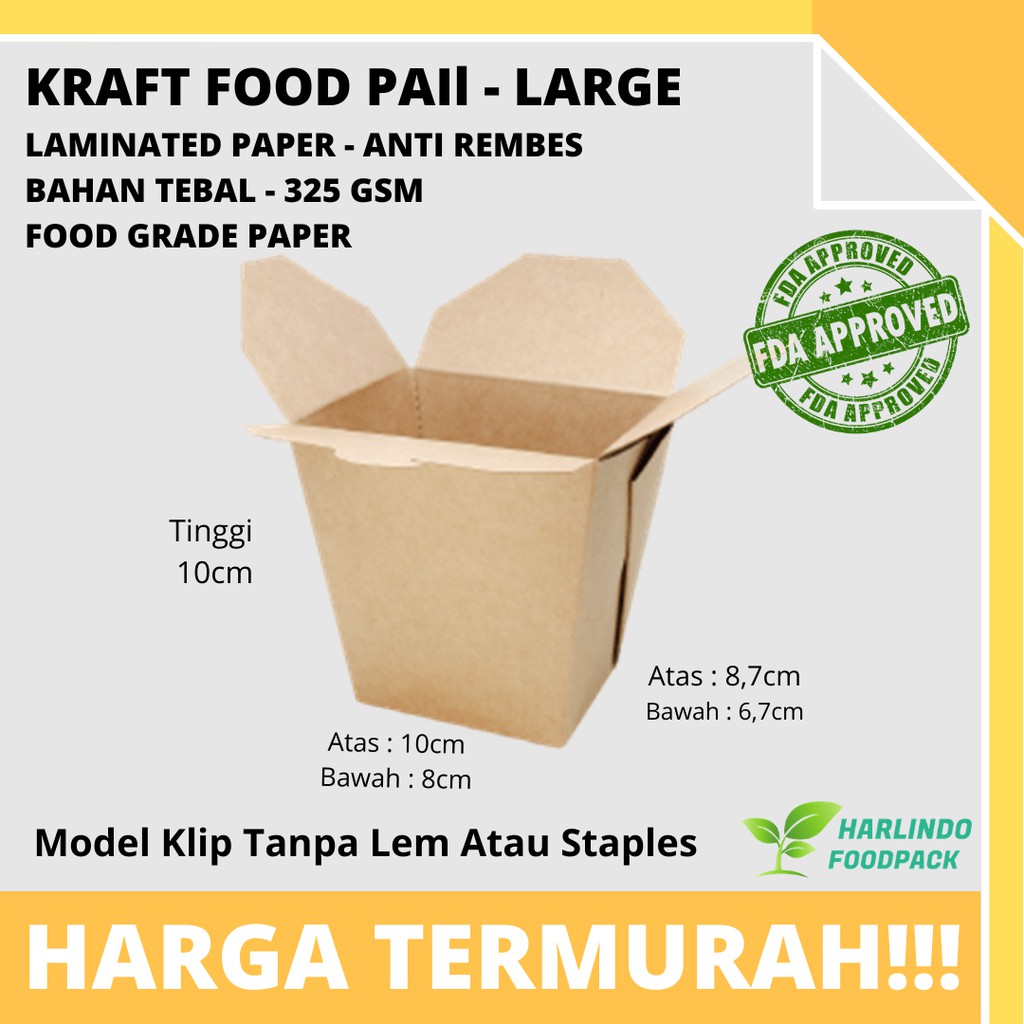 

FOOD PAIL RICE BOX KOTAK NASI - LAMINATED KRAFT PAPER COKLAT LARGE