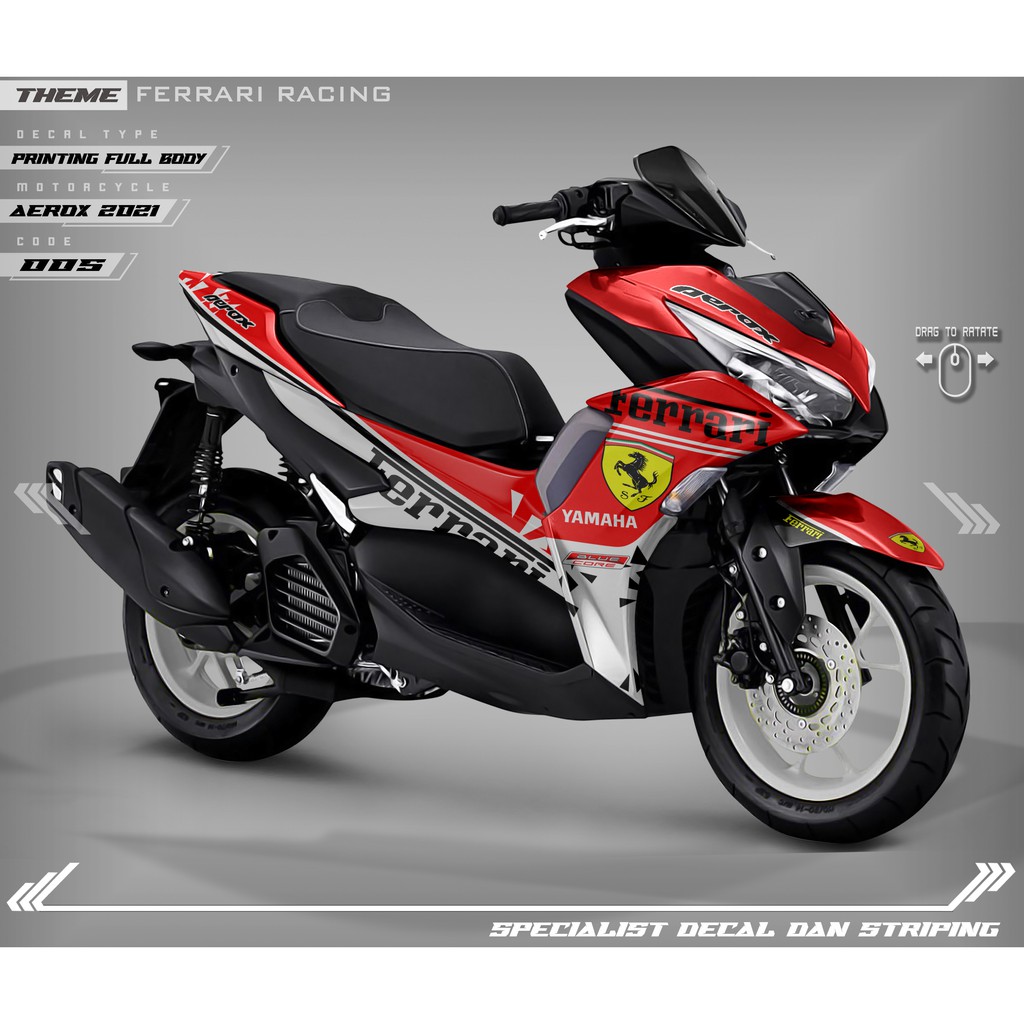 Decal Sticker All New Aerox 2021 Connected Dekal Stiker Aerox NEW Fullbody Variasi Motor FERRARI