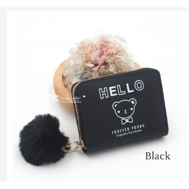 (COD) DOMPET WANITA PLUS POMPOM DOMPET KOIN KOREAN FASHION WALLET