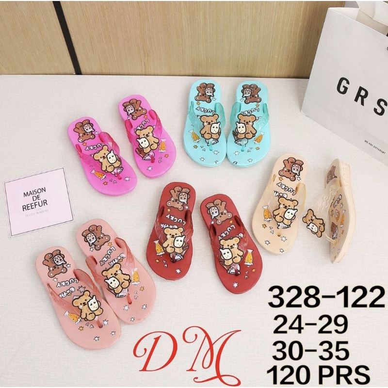 SANDAL JEPIT IMPORT ANAK BERUANG BEAR LUCKY 328-122 BONEKA TEDDY MOKAYA BAHAN KARET LENTUR EMPUK UKURAN 24-29