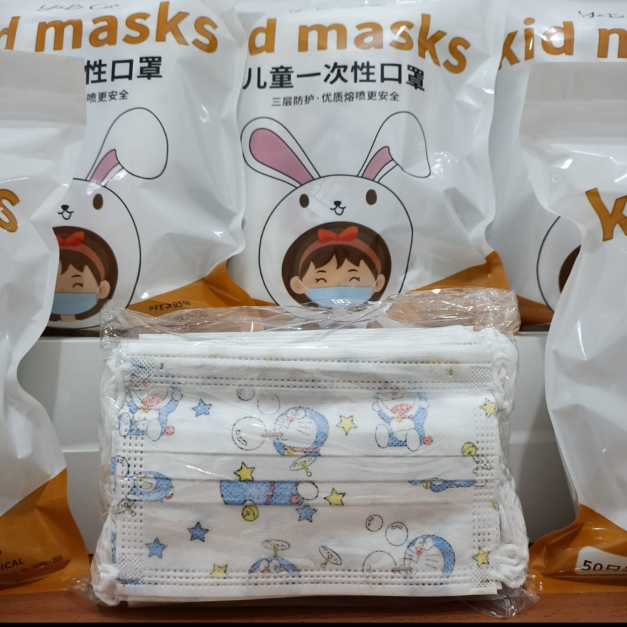 Masker anak 3 ply 3ply Kids Child mask motif Earloop 1box isi 50 Pcs motif Karakter