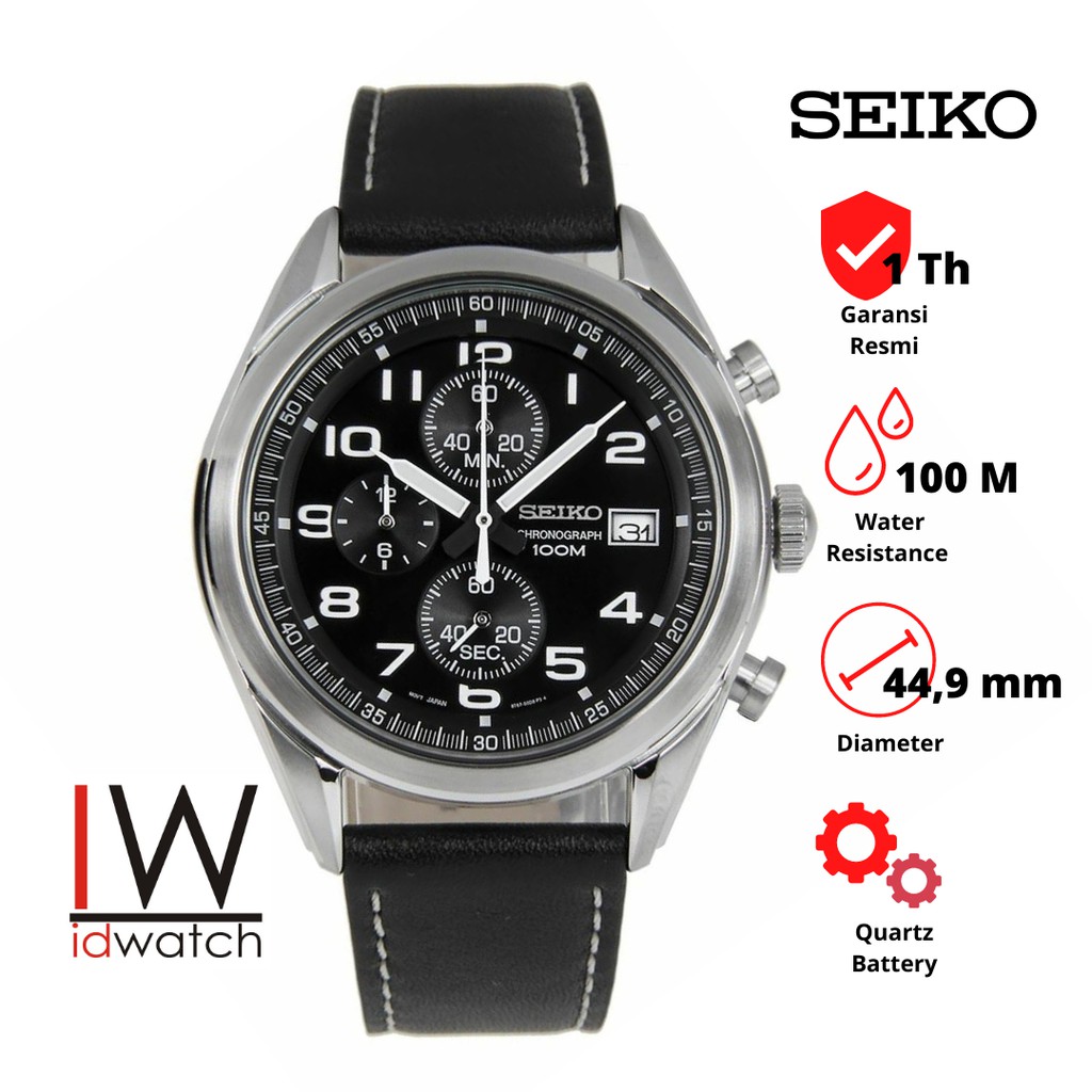 Seiko SSB271P1 Chronograph Jam Tangan Pria Original SSB271 Cowok Strap Kulit Leather