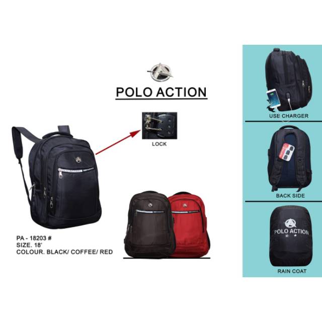 Tas Ransel / Tas Backpack Ori Polo Action 18inch  - 18203