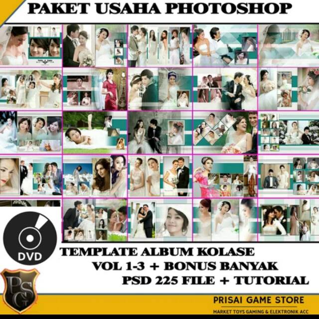 DVD Photo Template Album Kolase Wedding Pernikahan - Photobook - Collage PSD Photoshop