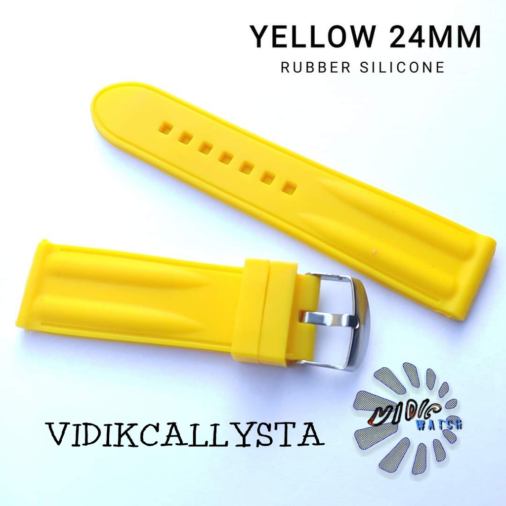 24mm Strap Rubber Silicone Karet Yellow limited edition 24 MM