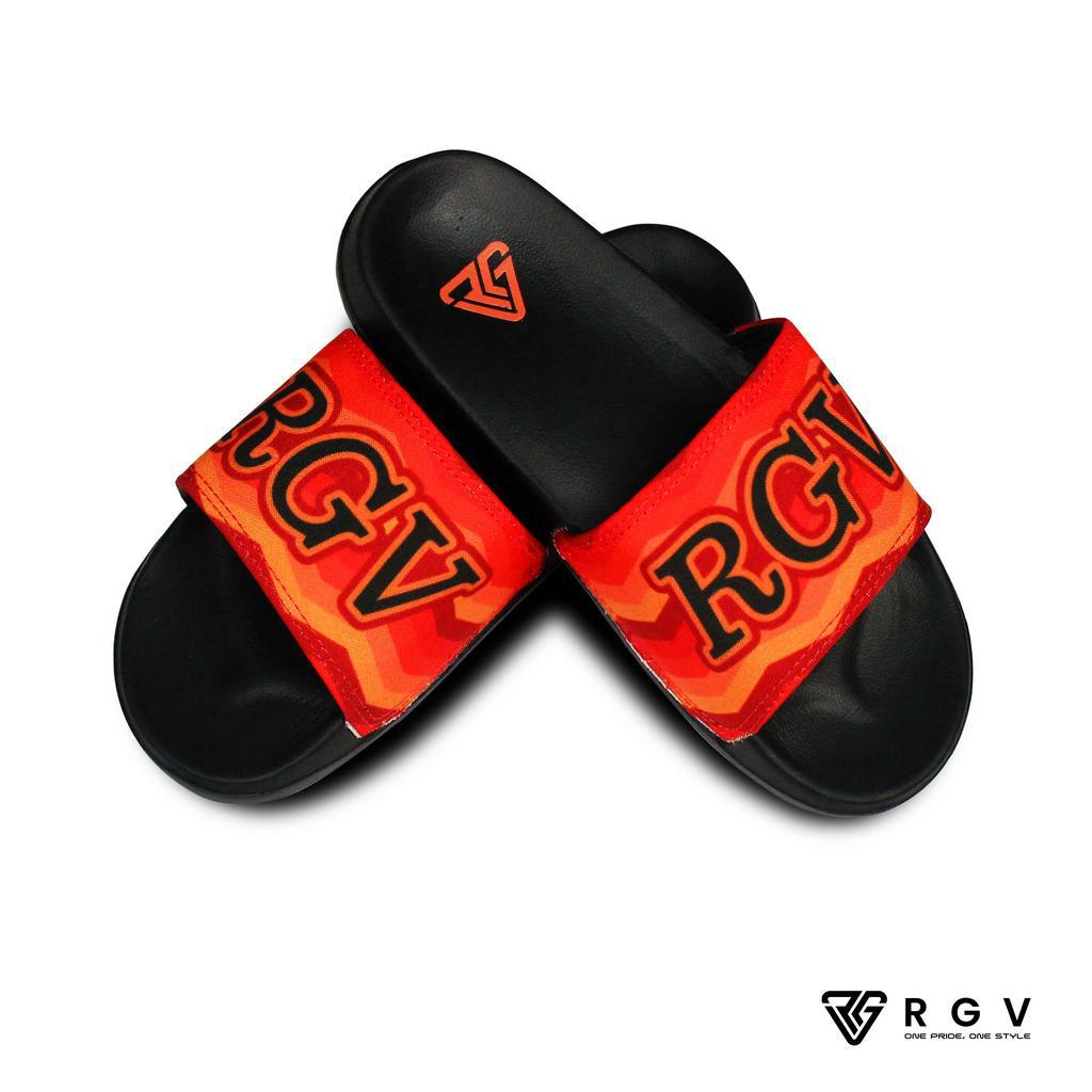 RGV - SANDAL PRIA DAN WANITA SLIDE SLIP ON SENDAL ANTI LICIN RINGAN SELOP ORANGE PATTREN