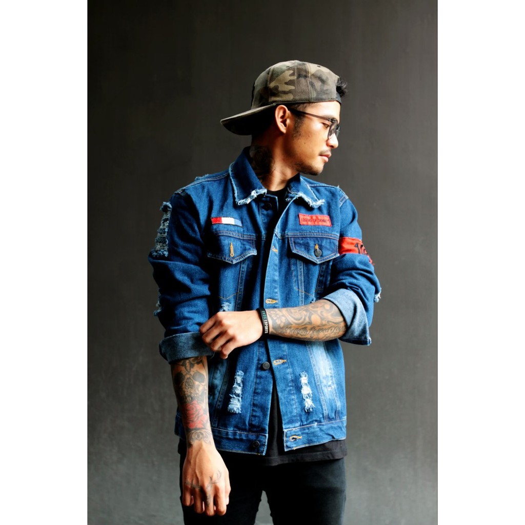 Jaket Jeans Pria Japanese Sobek