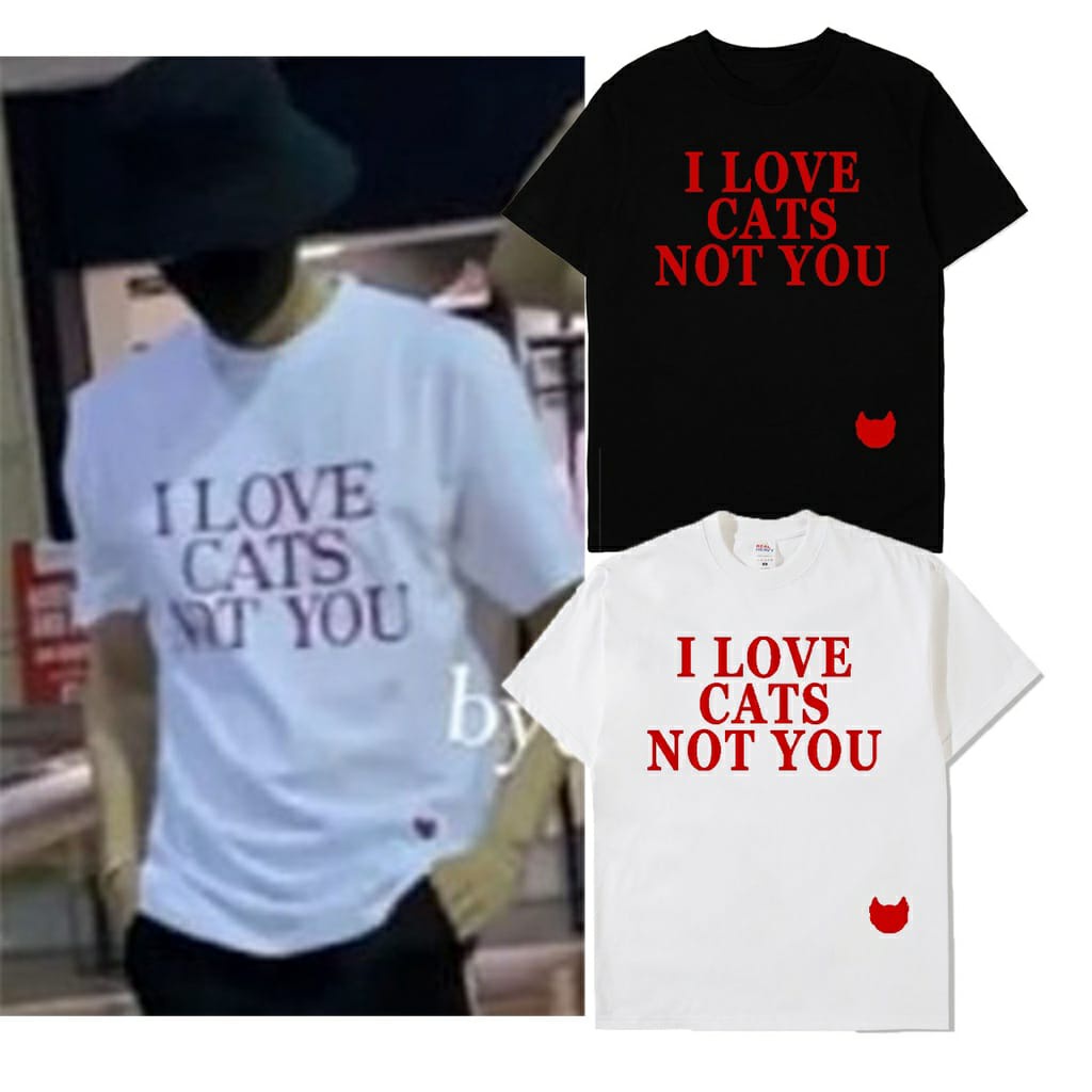 Kaos Korea NCT I Love Cats Not You Sablon Merah