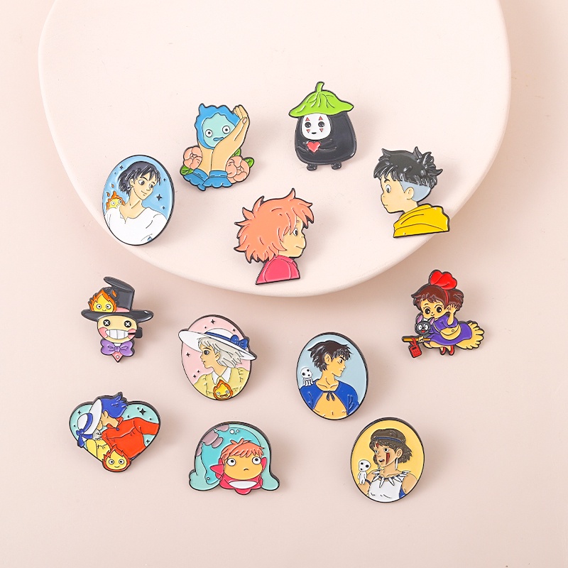 Childhood Anime Enamel Pin Mononoke Chihiro Haku Totoro Bros Kerah Pin Lencana Film Kartun Perhiasan Hadiah Untuk Anak-Anak Teman Penggemar