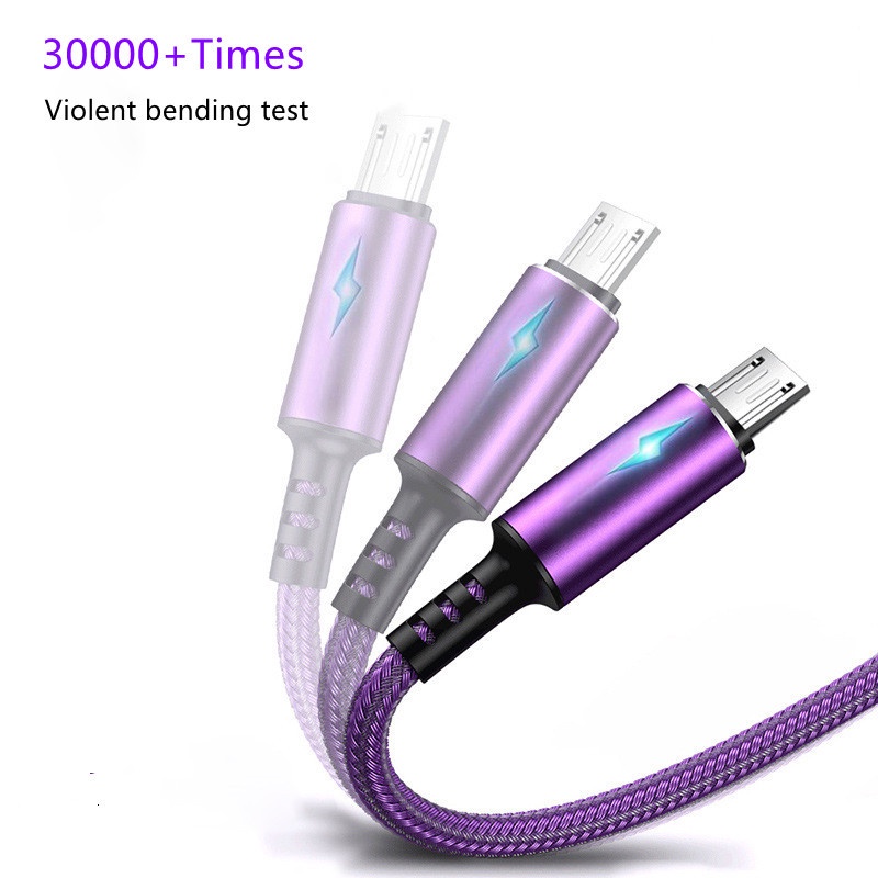 Kabel Data / Charger Micro Usb / Type c / Lightning 5v Fast Charging Dengan Lampu Led Untuk Android