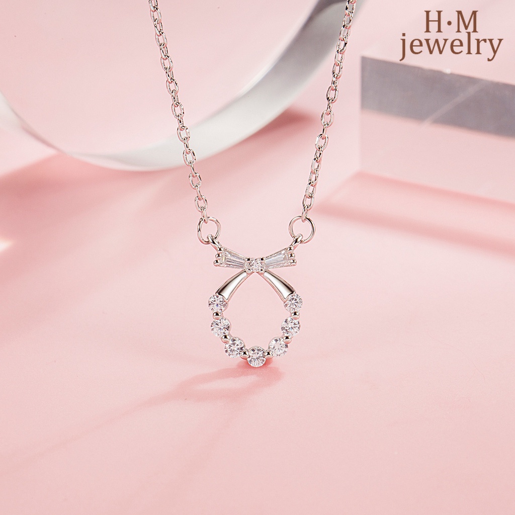 Kalung Rantai Clavicle Simple Desain Pita Hias Berlian Untuk Wanita 2022