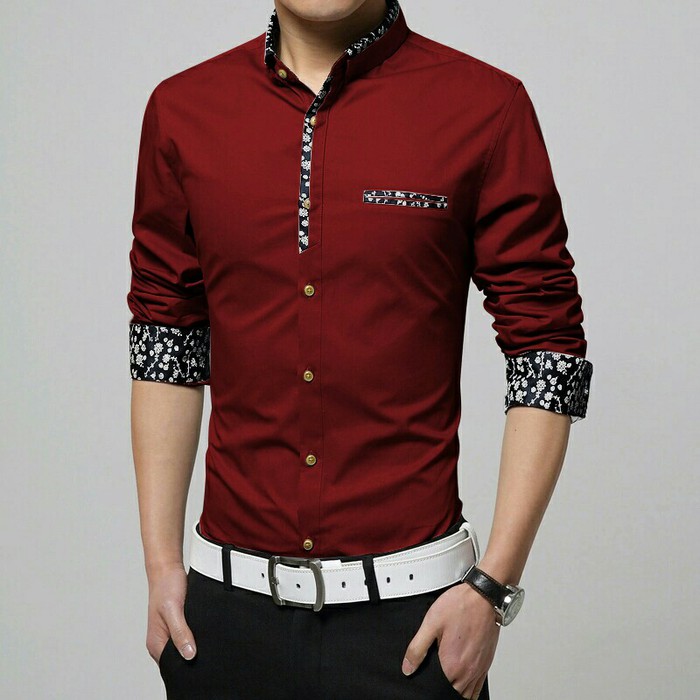 Kemeja / Baju Pria Imlek Cheongsam Lengan panjang Nando Slim Fit