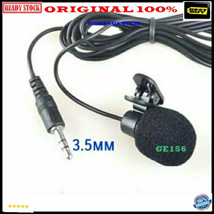 G156 Mic jepit 3.5mm stereo mik klip microphone clip mikrophone kerah baju kabel cable audio sound sistem vocal vokal youtube komputer universal karaoke smule hp handphone youtuber G156   PANJANG 120-150 CM  BISA UNTUK SEGALA JENIS PERALATAN