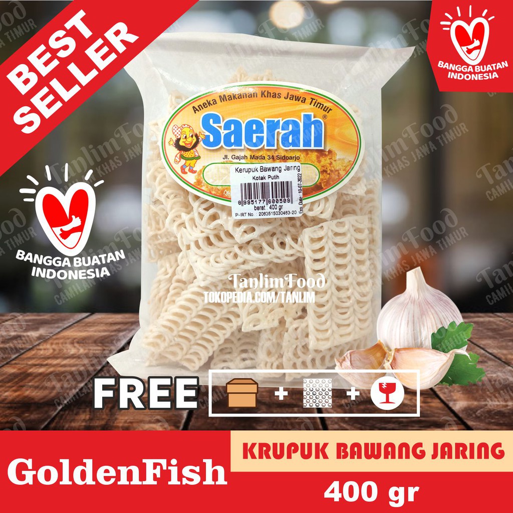 Krupuk Kerupuk Bawang Kotak Putih / Jaring GoldenFish ASLI Sidoarjo (400gr)