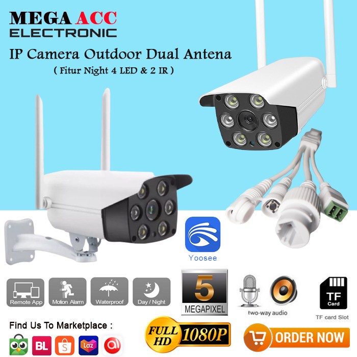 Ip Camera Outdoor Wireless Dual Antena 5 MP HD 1080P - CCTV WIFI