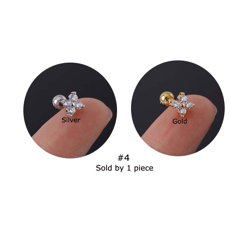 1pc Anting Tindik Tulang Rawan Telinga Bentuk Kupu-Kupu Bahan Stainless Steel 16gauge