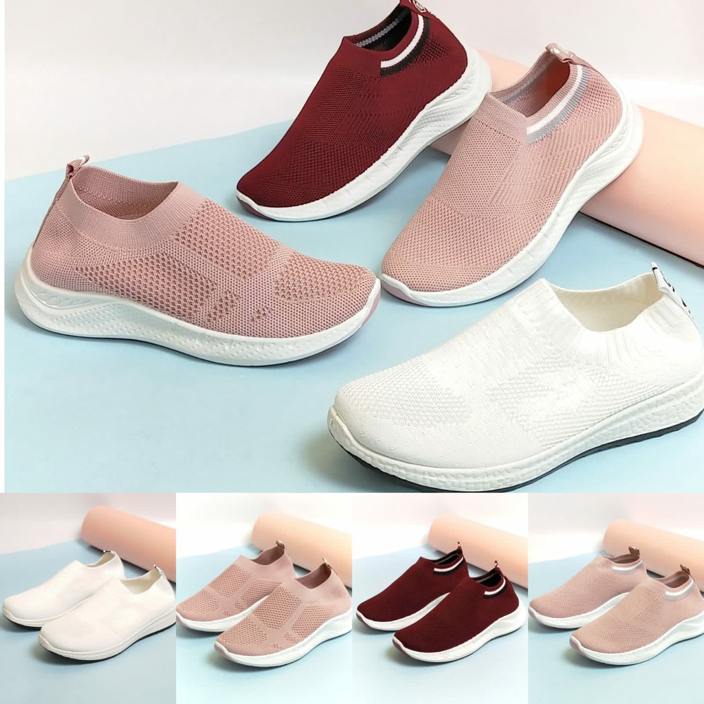 fakhrieshop- SEPATU SLIP ON SNEAKERS RAJUT IMPORT BEST SELLER 907