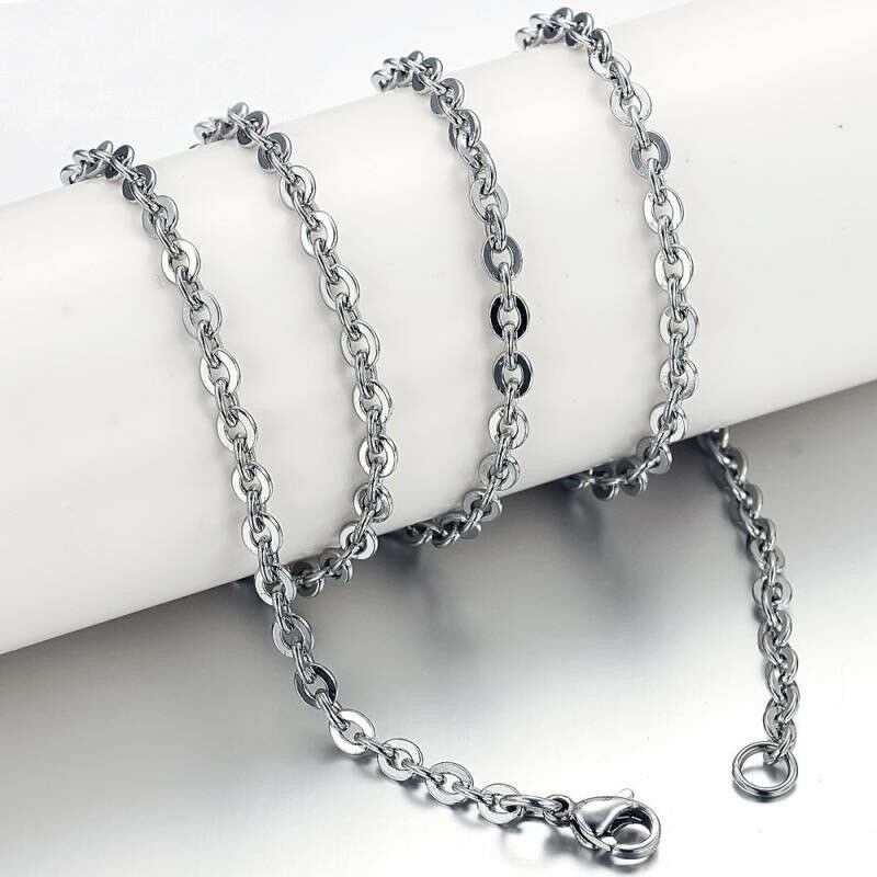 Kalung Rantai Titanium Stainless Steel 316L 3mm Rolo O Ring Necklace