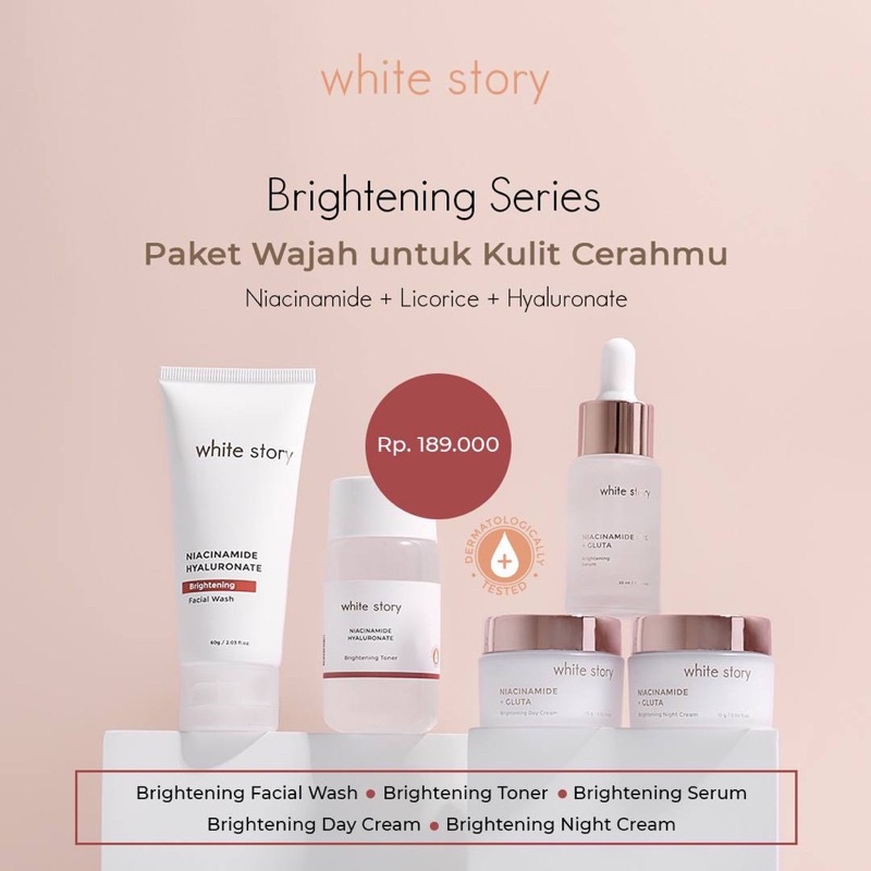 White Story Paket Wajah Brightening &amp; Serum (FREE POUCH)