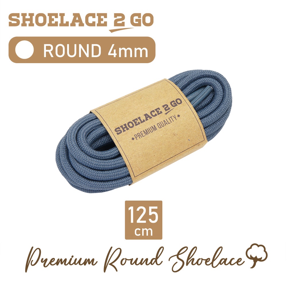 SHOELACE 2 GO PREMIUM TALI SEPATU BULAT ROUND - E1 - GREY - 125CM