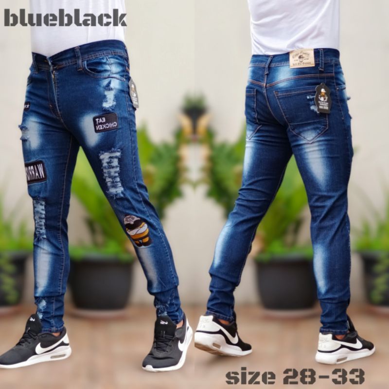 AMR Celana Pria Jeans Bikers Sobek Ripped