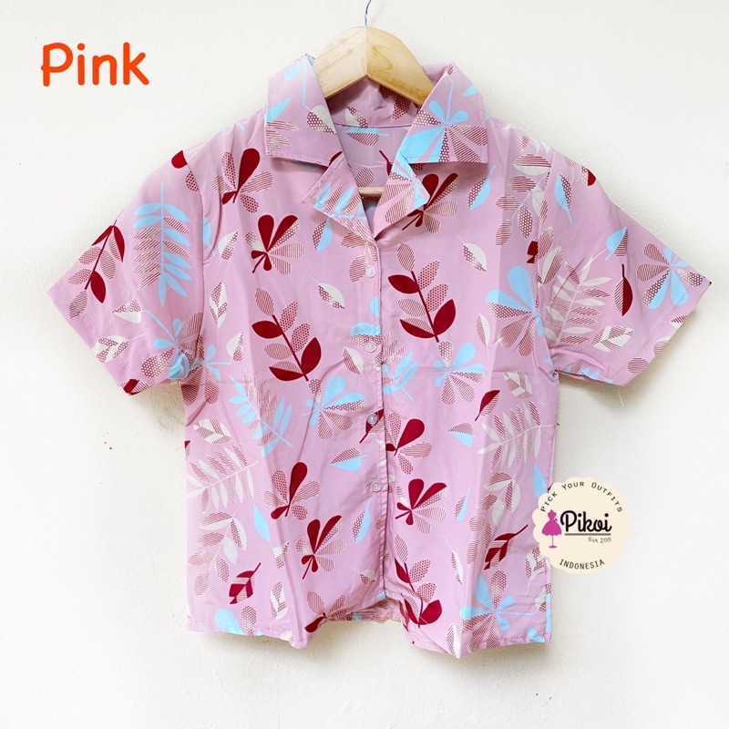 Kemeja lengan pendek motif bunga / kemeja hawaii murah / kemeja summer lucu / kemeja katun cewe 2336