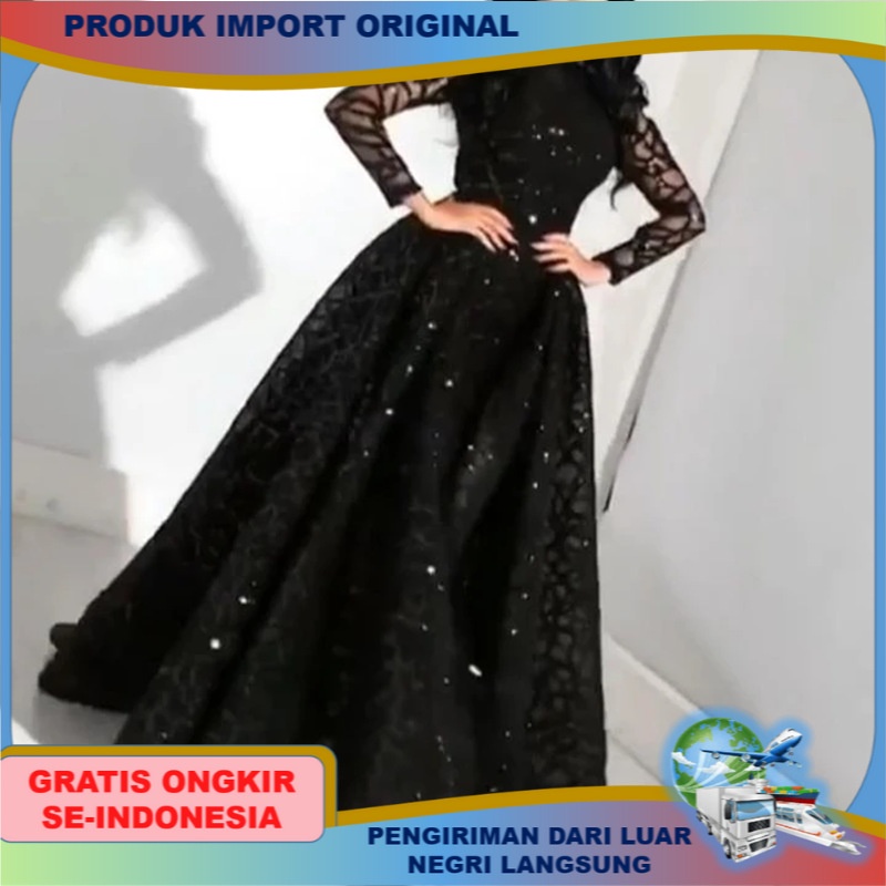 p Gaun wanita Eropa Amerika Terbaru Import Luar Negeri Pakaian Perempuan Gaun malam cewek Independen