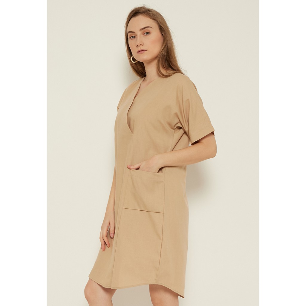 N&amp;A - SUNDAY DRESS BEIGE - Dress / Dress Wanita / Dress Sehari-Hari / Dress Korea / Pakaian Wanita