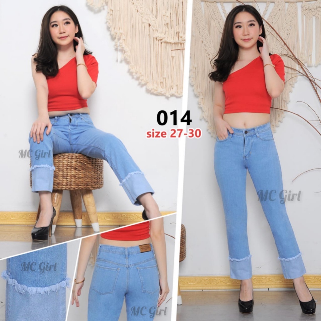 MC girl Celana Jeans Boyfriend Stik Balik Rawis Wanita / Boyfren Stick Balik / Kulot Jeans Rumbai