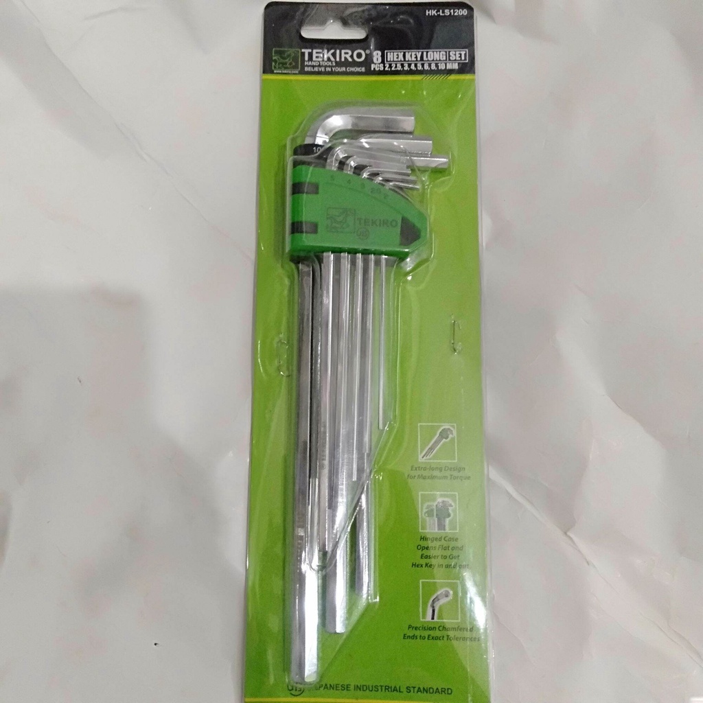 KUNCI L TEKIRO ORIGINAL/HEX KEY SET 8pcs KUNCI L SATU SET PANJANG ATAU PENDEK HARGA PER 1SET LENGKAP