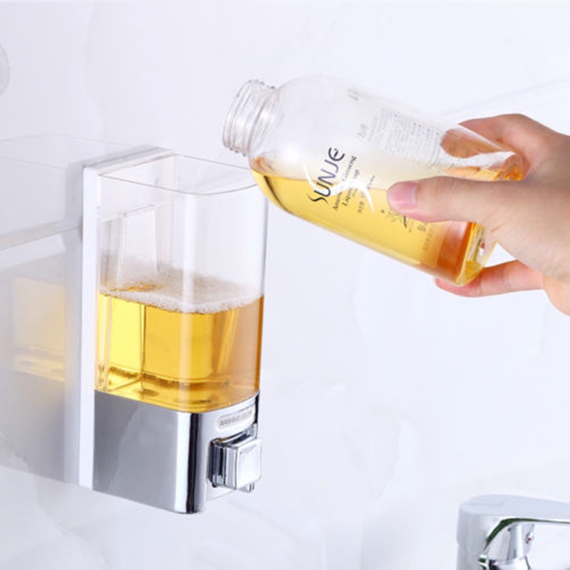 480ml Dispenser Sabun Tempel Dinding Manual Liquid Body Wash Shampoo Dispenser Wadah Lotion Dapur Kamar Mandi Supply