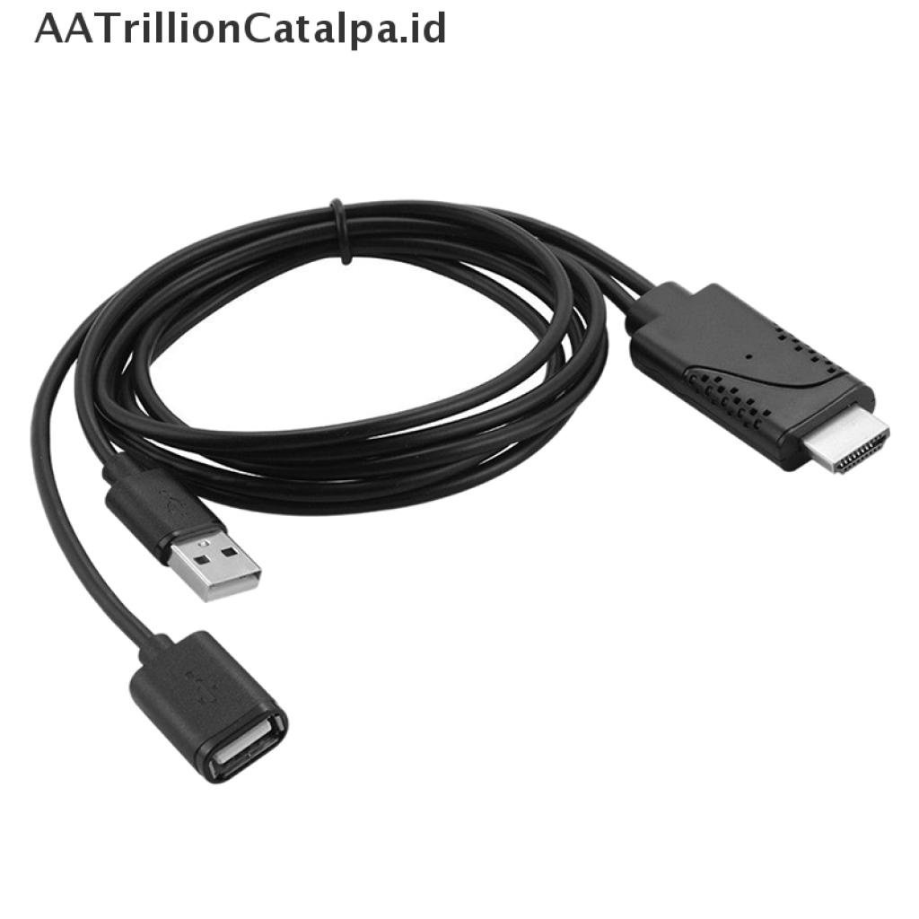 (AATrillionCatalpa) 2 in 1 Kabel Adapter USB Female Ke HDMI Male HDTV Untuk IOS 8.0 &amp; Android