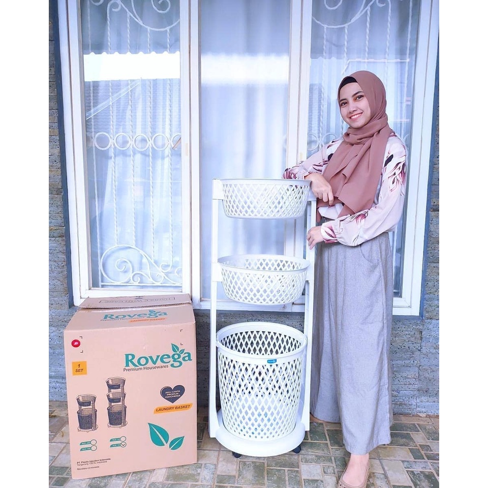 Rovega Laundry Basket Rak Keranjang Baju Kotor RLB350 Keranjang Binatu Rovega Original